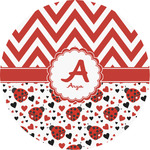 Ladybugs & Chevron Multipurpose Round Labels - Custom Sized (Personalized)