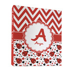 Ladybugs & Chevron 3 Ring Binder - Full Wrap - 1" (Personalized)