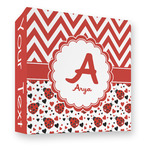 Ladybugs & Chevron 3 Ring Binder - Full Wrap - 3" (Personalized)