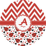 Ladybugs & Chevron Multipurpose Round Labels - 5" (Personalized)