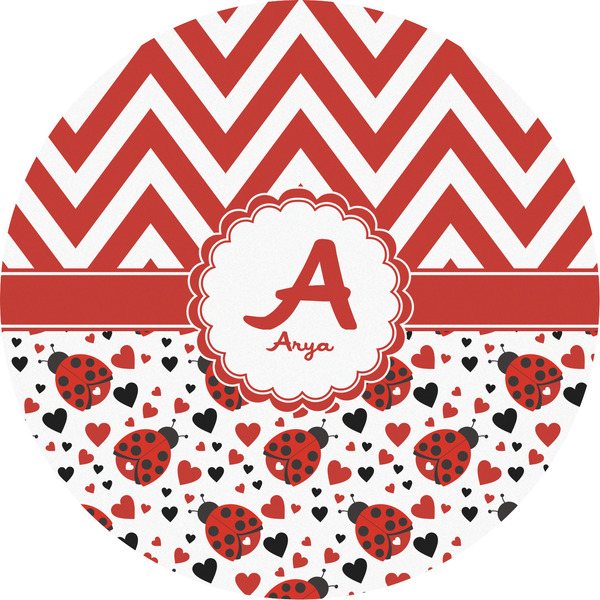 Custom Ladybugs & Chevron Multipurpose Round Labels - 5" (Personalized)