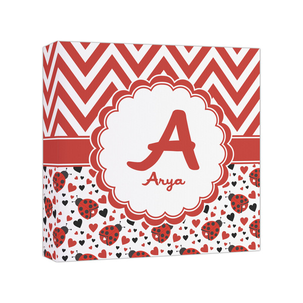 Custom Ladybugs & Chevron Canvas Print - 8x8 (Personalized)