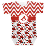 Ladybugs & Chevron Baby Bodysuit 12-18 w/ Name and Initial