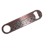 Ladybugs & Chevron Bar Bottle Opener - Silver w/ Name and Initial