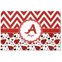 Ladybugs & Chevron Woven Mat (Personalized)