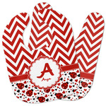 Ladybugs & Chevron Baby Bib w/ Name and Initial