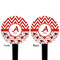 Ladybugs & Chevron Black Plastic 4" Food Pick - Round - Double Sided - Front & Back