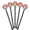 Ladybugs & Chevron Black Plastic 5.5" Stir Stick - Round - Fan View