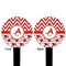 Ladybugs & Chevron Black Plastic 6" Food Pick - Round - Double Sided - Front & Back