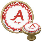 Ladybugs & Chevron Cabinet Knob - Gold (Personalized)