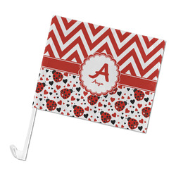 Ladybugs & Chevron Car Flag - Large (Personalized)