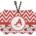 Ladybugs & Chevron Rear View Mirror Ornament (Personalized)