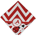 Ladybugs & Chevron Cloth Dinner Napkin - Single w/ Name and Initial