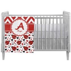 Ladybugs & Chevron Crib Comforter / Quilt (Personalized)
