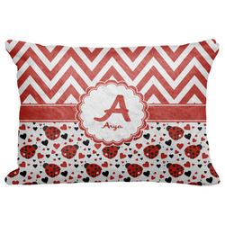 Ladybugs & Chevron Decorative Baby Pillowcase - 16"x12" w/ Name and Initial