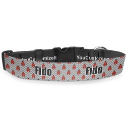 Ladybugs & Chevron Deluxe Dog Collar - Small (8.5" to 12.5") (Personalized)