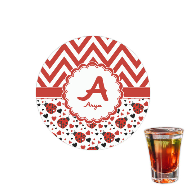 Custom Ladybugs & Chevron Printed Drink Topper - 1.5" (Personalized)