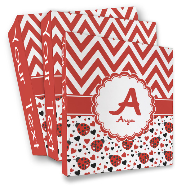 Custom Ladybugs & Chevron 3 Ring Binder - Full Wrap (Personalized)