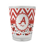 Ladybugs & Chevron Glass Shot Glass - 1.5 oz - Single (Personalized)