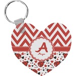 Ladybugs & Chevron Heart Plastic Keychain w/ Name and Initial