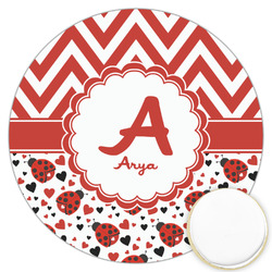 Ladybugs & Chevron Printed Cookie Topper - 3.25" (Personalized)
