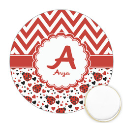 Ladybugs & Chevron Printed Cookie Topper - Round (Personalized)