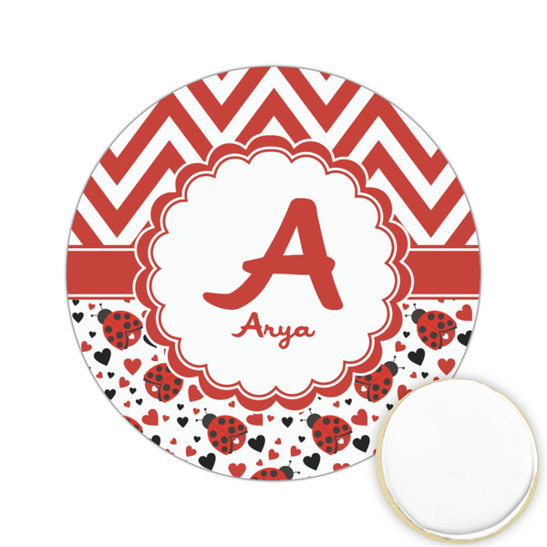 Custom Ladybugs & Chevron Printed Cookie Topper - 2.15" (Personalized)