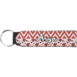 Ladybugs & Chevron Neoprene Keychain Fob (Personalized)