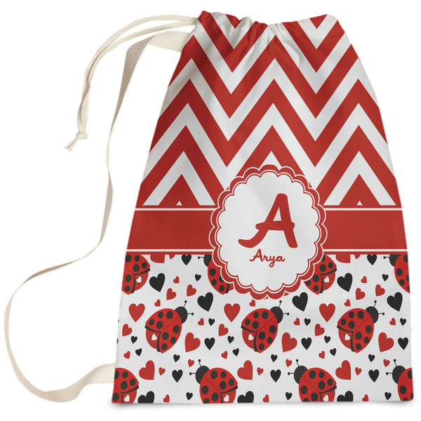 Custom Ladybugs & Chevron Laundry Bag (Personalized)