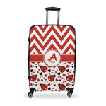 Ladybugs & Chevron Suitcase - 28" Large - Checked w/ Name and Initial