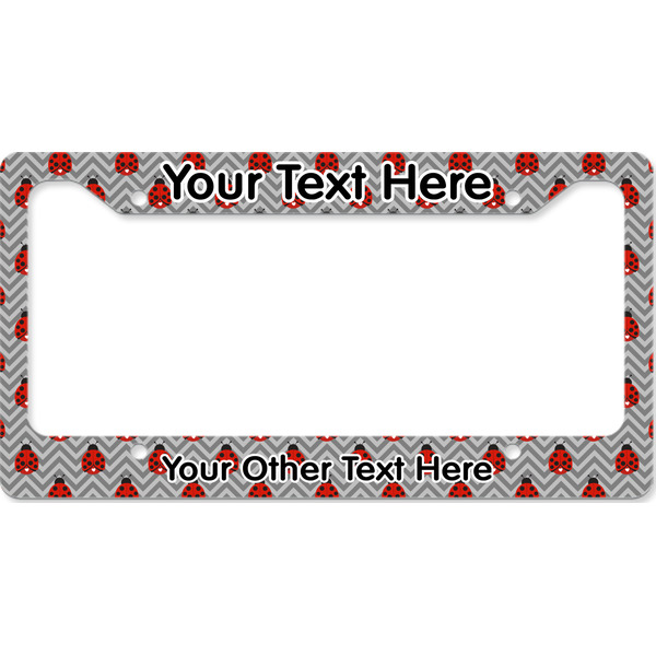 Custom Ladybugs & Chevron License Plate Frame - Style B (Personalized)