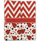 Ladybugs & Chevron Linen Placemat - Folded Half (double sided)