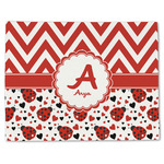 Ladybugs & Chevron Single-Sided Linen Placemat - Single w/ Name and Initial