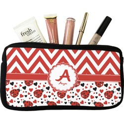 Ladybugs & Chevron Makeup / Cosmetic Bag (Personalized)