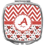 Ladybugs & Chevron Compact Makeup Mirror (Personalized)