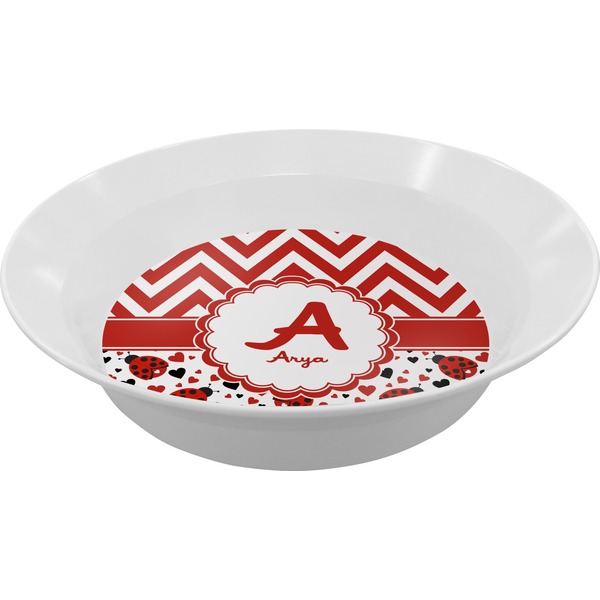 Custom Ladybugs & Chevron Melamine Bowl (Personalized)