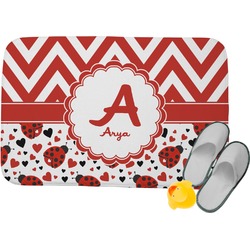 Ladybugs & Chevron Memory Foam Bath Mat (Personalized)