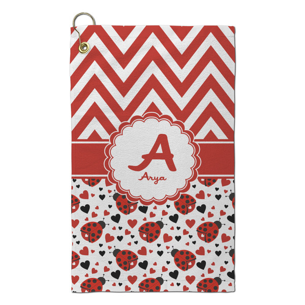 Custom Ladybugs & Chevron Microfiber Golf Towel - Small (Personalized)