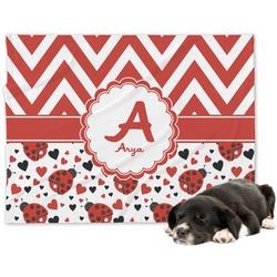 Ladybugs & Chevron Dog Blanket - Regular (Personalized)
