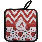 Ladybugs & Chevron Pot Holder w/ Name and Initial