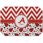 Ladybugs & Chevron Dining Table Mat - Octagon (Single-Sided) w/ Name and Initial