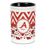 Ladybugs & Chevron Ceramic Pencil Holders - Black