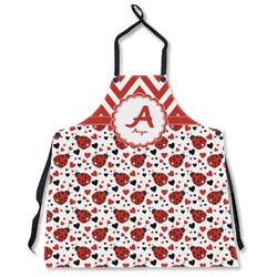 Ladybugs & Chevron Apron Without Pockets w/ Name and Initial