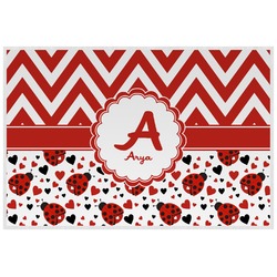 Ladybugs & Chevron Laminated Placemat w/ Name and Initial