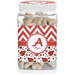 Ladybugs & Chevron Dog Treat Jar (Personalized)