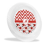 Ladybugs & Chevron Plastic Party Dinner Plates - 10" (Personalized)