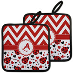 Ladybugs & Chevron Pot Holders - Set of 2 w/ Name and Initial