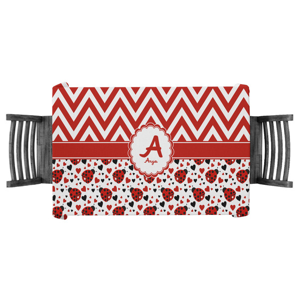 Custom Ladybugs & Chevron Tablecloth - 58"x58" (Personalized)