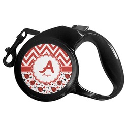 Ladybugs & Chevron Retractable Dog Leash - Large (Personalized)