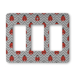 Ladybugs & Chevron Rocker Style Light Switch Cover - Three Switch